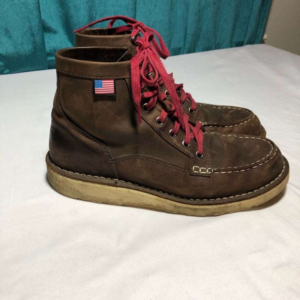 Danner womens 9.5 bull run moc toe brown leather 6” work boots USA classic 15575
